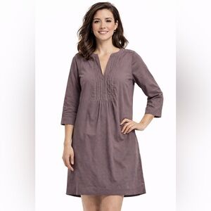 Lilla P Elbow Sleeve Solit Neck Dress Large